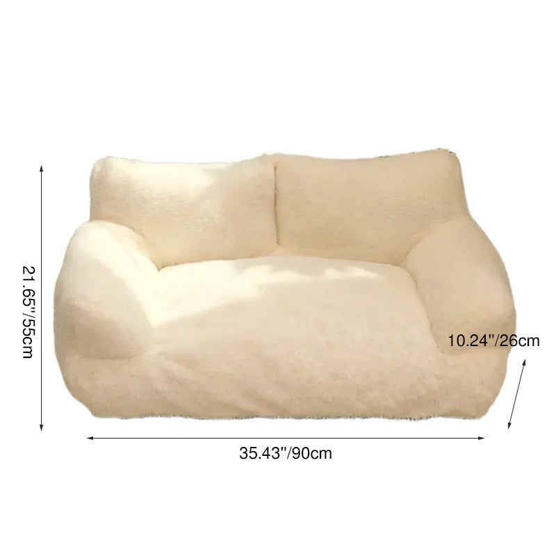 Modern Minimalist Rectangular Faux Rabbit Fur PP Cotton Cat Bed Backrest Armrest For Living Room