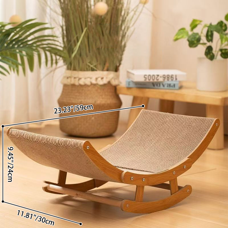 Modern Minimalist Curved Wooden Board Corrugated Paper Cat Rocking Chair For Living Room