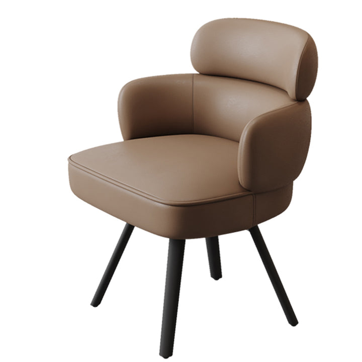 Modern Luxury Curved Carbon Steel Faux Nappa Leather Sponge Dining Chair Backrest Armrest For Dining Room