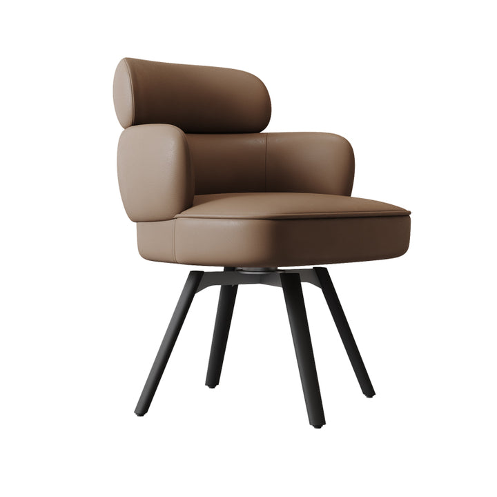 Modern Luxury Curved Carbon Steel Faux Nappa Leather Sponge Dining Chair Backrest Armrest For Dining Room