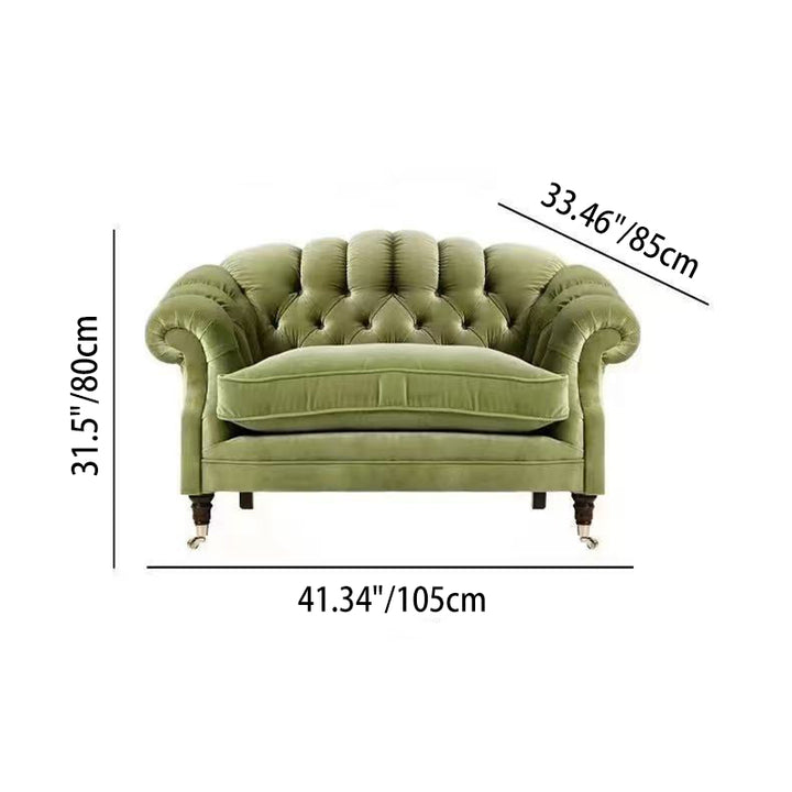 Traditional Vintage Curved Solid Wood Sponge Velvet Sofa Backrest Armrest For Living Room