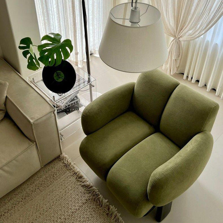 Chaise d'accent traditionnelle vintage courbée en coton-lin, tissu velours éponge, métal, avec dossier et accoudoirs, pour salon 