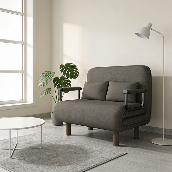 Chaise d’appoint moderne minimaliste aux courbes en acier au carbone, éponge, lin, bois massif, avec dossier et accoudoirs pour salon 