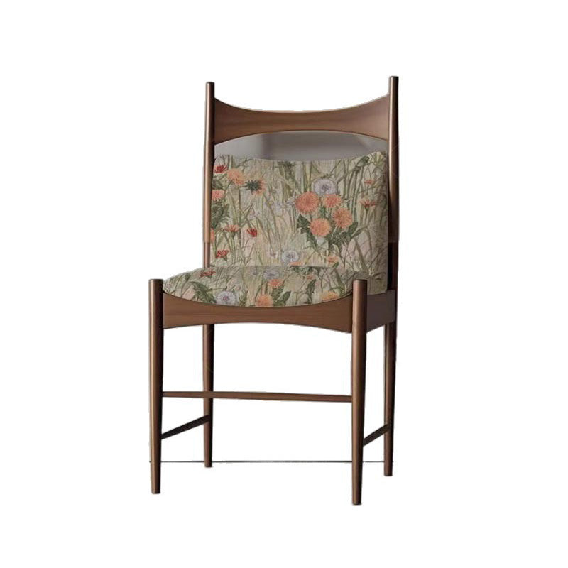 Traditioneller Vintage gebogener Sitzkissen Massivholz Stoff Schaumstoff Esszimmerstuhl Rückenlehne für Esszimmer 