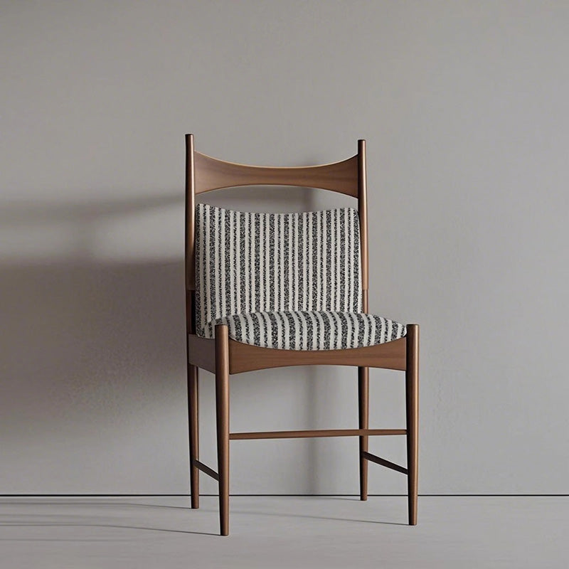 Traditioneller Vintage gebogener Sitzkissen Massivholz Stoff Schaumstoff Esszimmerstuhl Rückenlehne für Esszimmer 