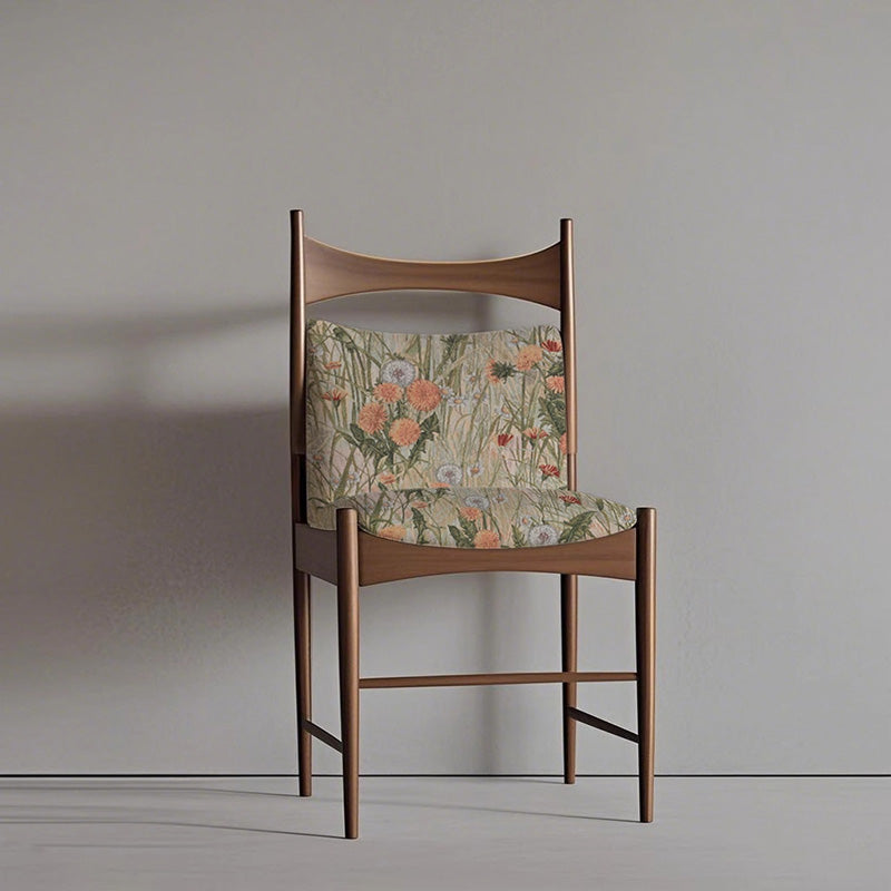 Traditioneller Vintage gebogener Sitzkissen Massivholz Stoff Schaumstoff Esszimmerstuhl Rückenlehne für Esszimmer 