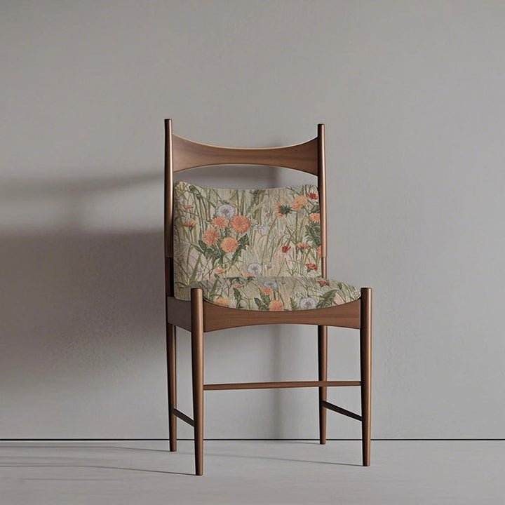 Traditioneller Vintage gebogener Sitzkissen Massivholz Stoff Schaumstoff Esszimmerstuhl Rückenlehne für Esszimmer 