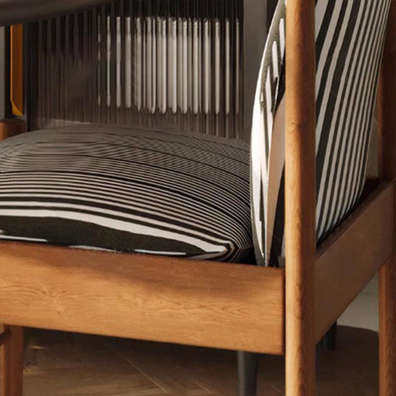 Traditioneller Vintage gebogener Sitzkissen Massivholz Stoff Schaumstoff Esszimmerstuhl Rückenlehne für Esszimmer 