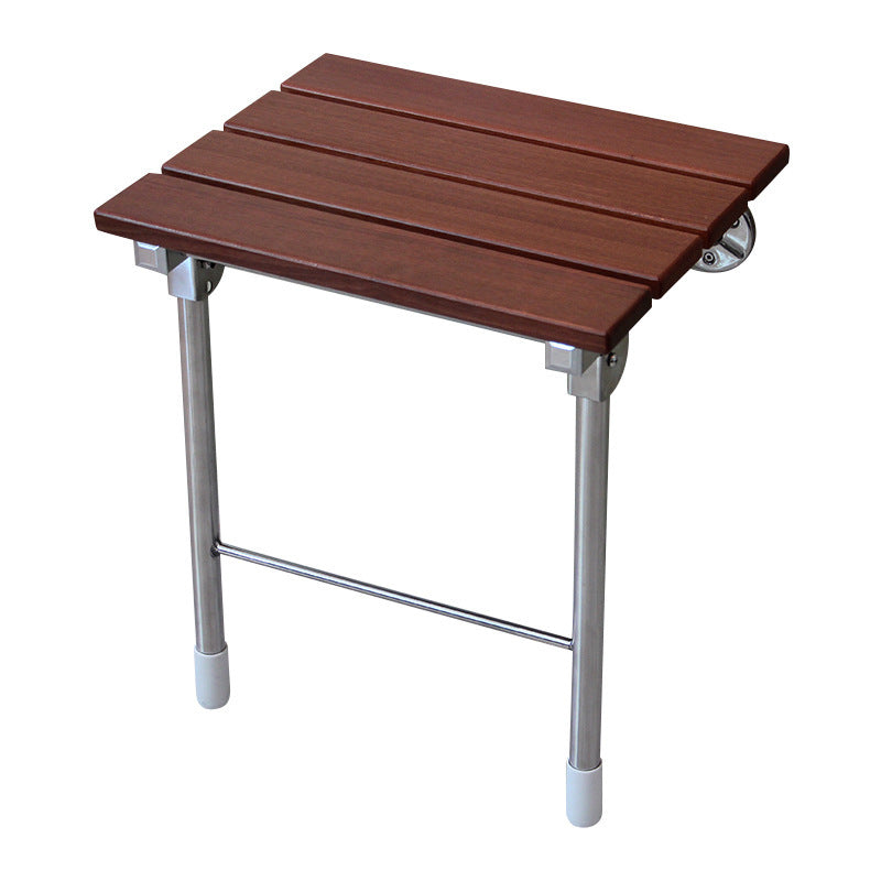 Moderner minimalistischer rechteckiger Hocker aus Massivholz mit Edelstahlfüßen für den Flur 