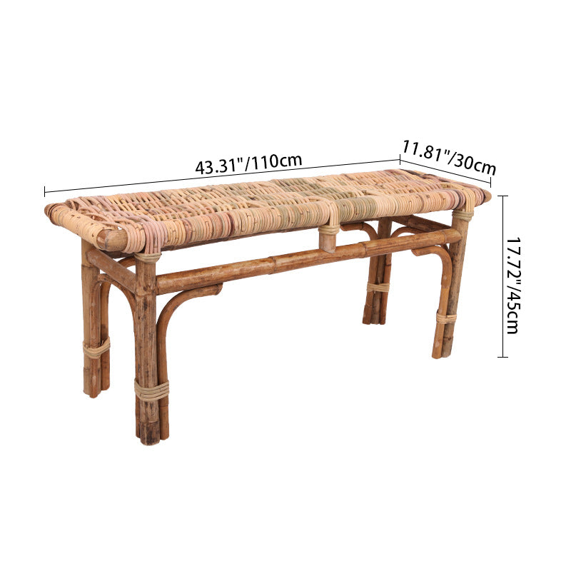 Moderner minimalistischer Bambus-Rattan-Bank Solider Bambusrahmen &amp; gewebtes Rattan: Robuste, leichte, umweltfreundliche &amp; atmungsaktive Sitzgelegenheit für Terrasse und Balkon 