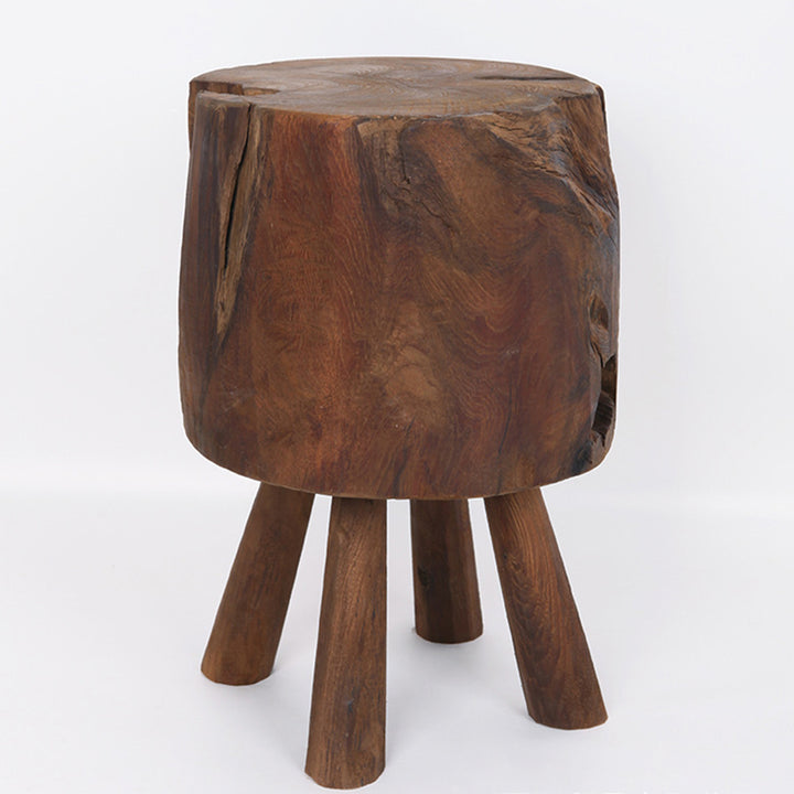 Tabouret rond rustique en bois massif - Table d&