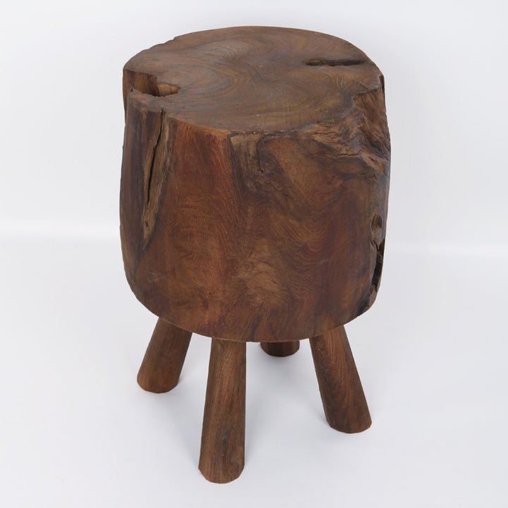 Tabouret rond rustique en bois massif - Table d&