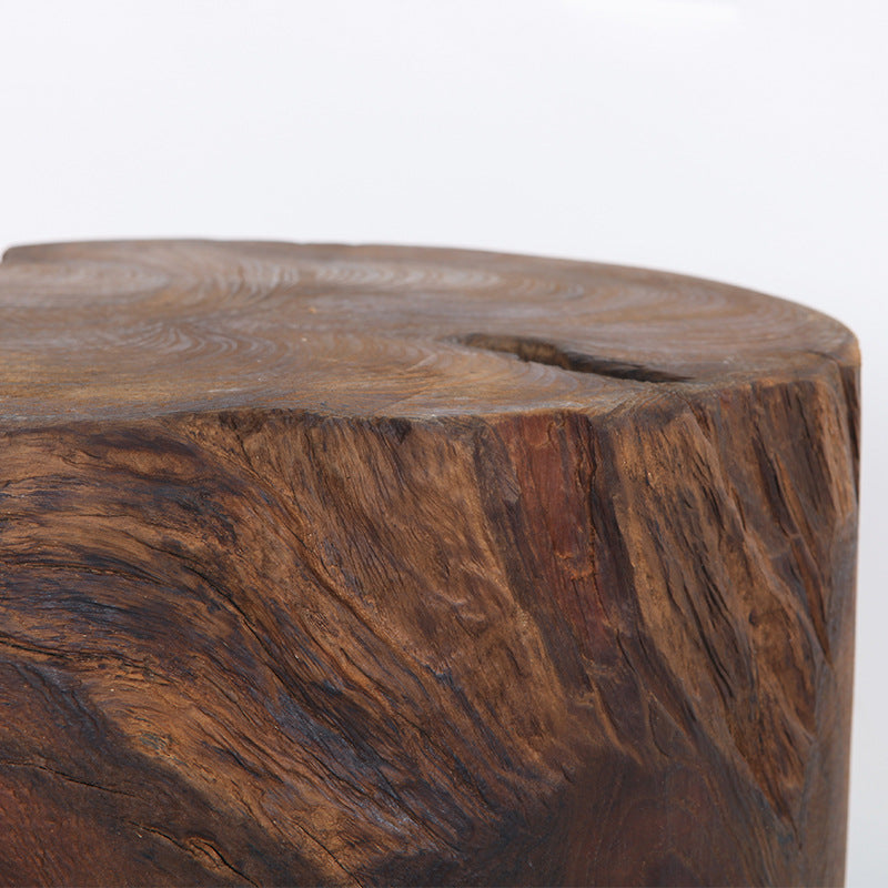 Tabouret rond rustique en bois massif - Table d&