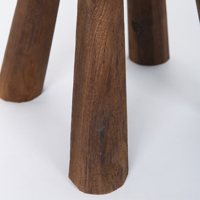 Tabouret rond rustique en bois massif - Table d&