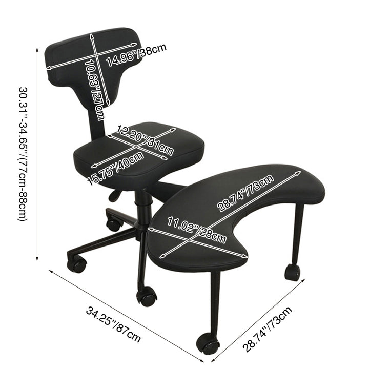 Moderner minimalistischer Schreibtischstuhl mit nicht standardmäßiger Form aus PU-Leder, Schwamm, mehrschichtigem Brett, Eisen und Kunststoff, verstellbarer Rückenlehne, höhenverstellbar und beweglich für das Home Office 