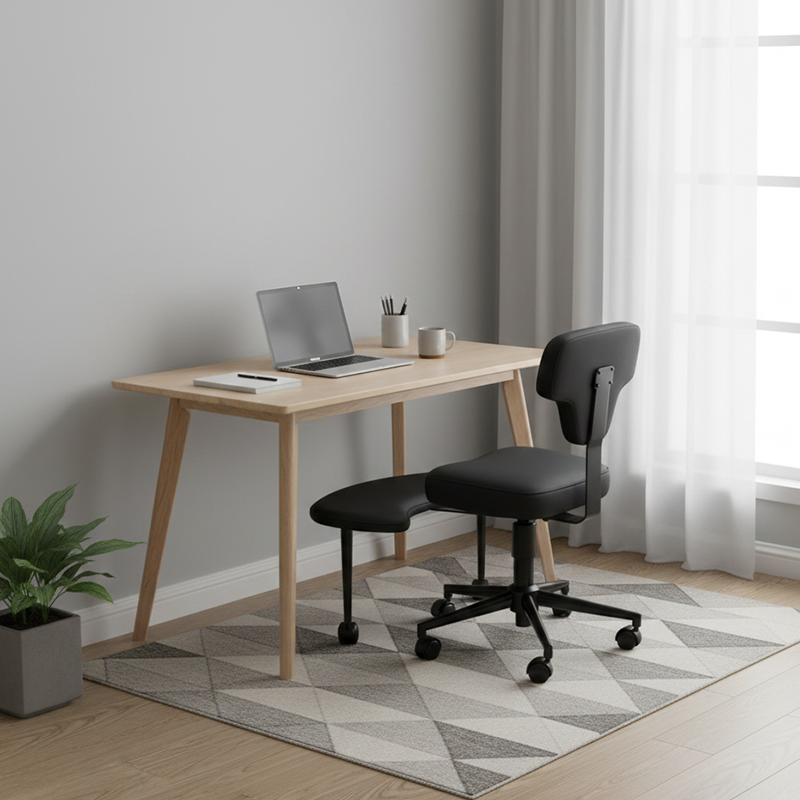 Moderner minimalistischer Schreibtischstuhl mit nicht standardmäßiger Form aus PU-Leder, Schwamm, mehrschichtigem Brett, Eisen und Kunststoff, verstellbarer Rückenlehne, höhenverstellbar und beweglich für das Home Office 