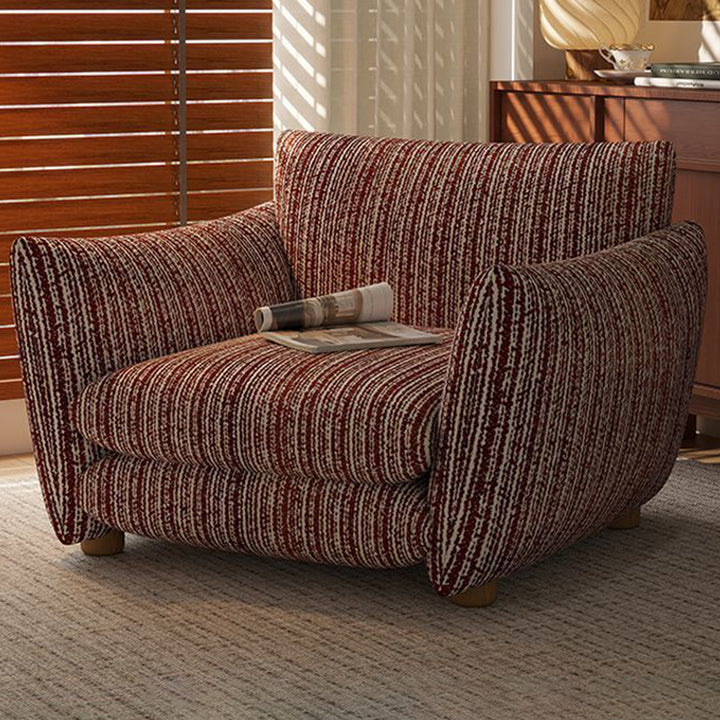 Fauteuil d’appoint au dossier et aux accoudoirs en bois massif, coton-lin et mousse, vintage traditionnel incurvé à plusieurs couches, pour salon 