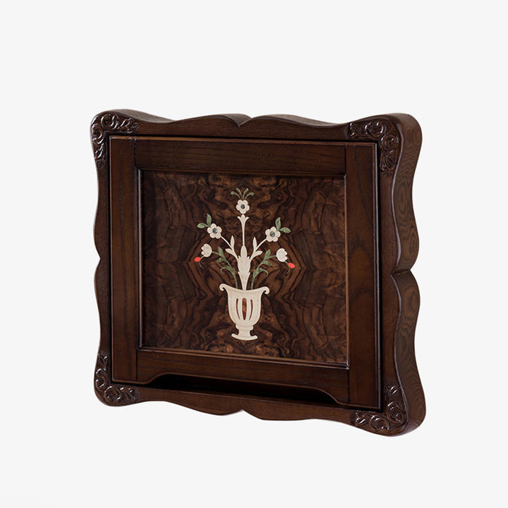 Traditioneller Vintage rechteckiger Hocker aus massivem Holz mit synthetischem Leder und Schwamm, faltbar für Flure 