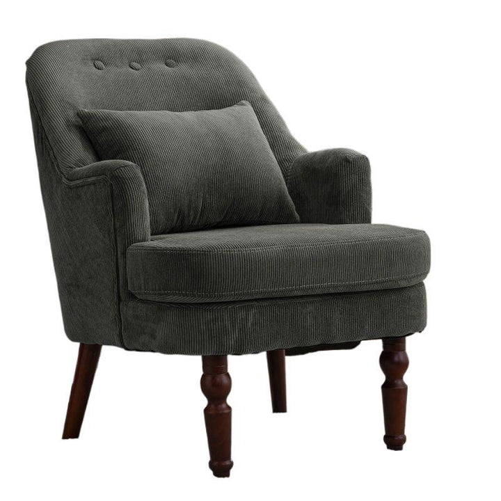 Traditional Vintage Curved Solid Wood Sponge Velvet Lounge Chair Backrest Armrest For Living Room