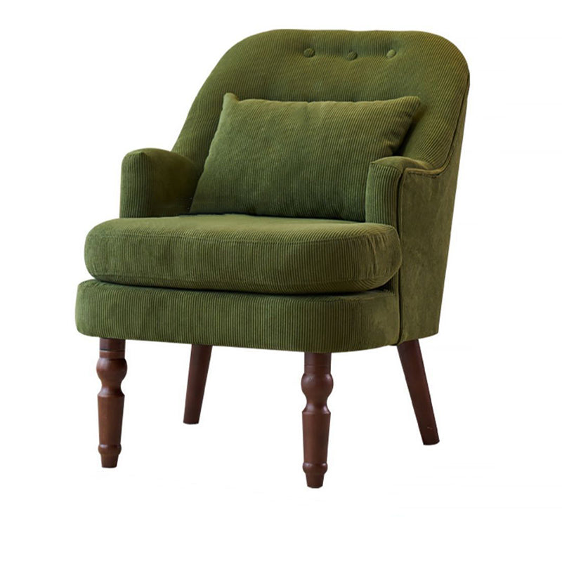 Traditional Vintage Curved Solid Wood Sponge Velvet Lounge Chair Backrest Armrest For Living Room