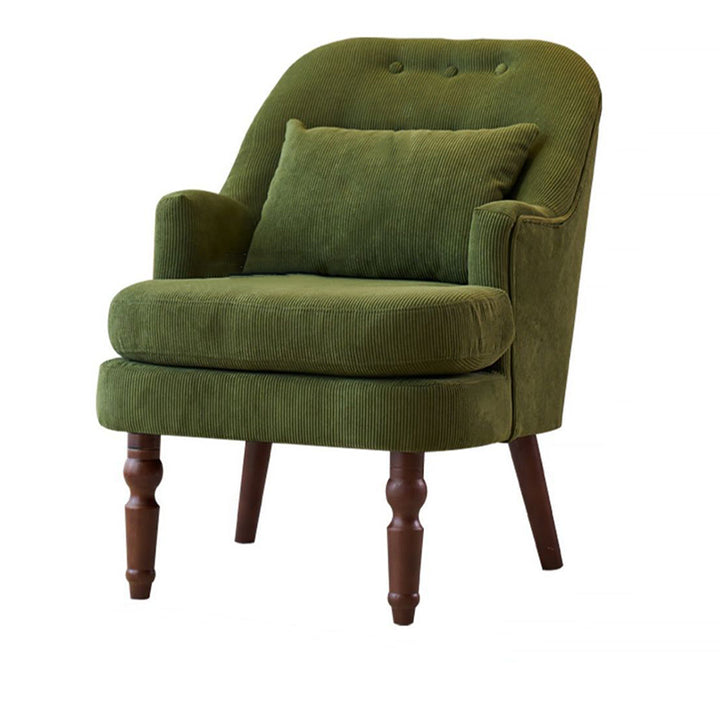 Traditional Vintage Curved Solid Wood Sponge Velvet Lounge Chair Backrest Armrest For Living Room