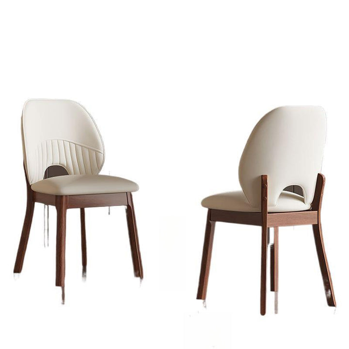 Modern Minimalist Curved Cat-Scratch-Resistant Leather Sponge Rubberwood Dining Chair Backrest For Dining Room