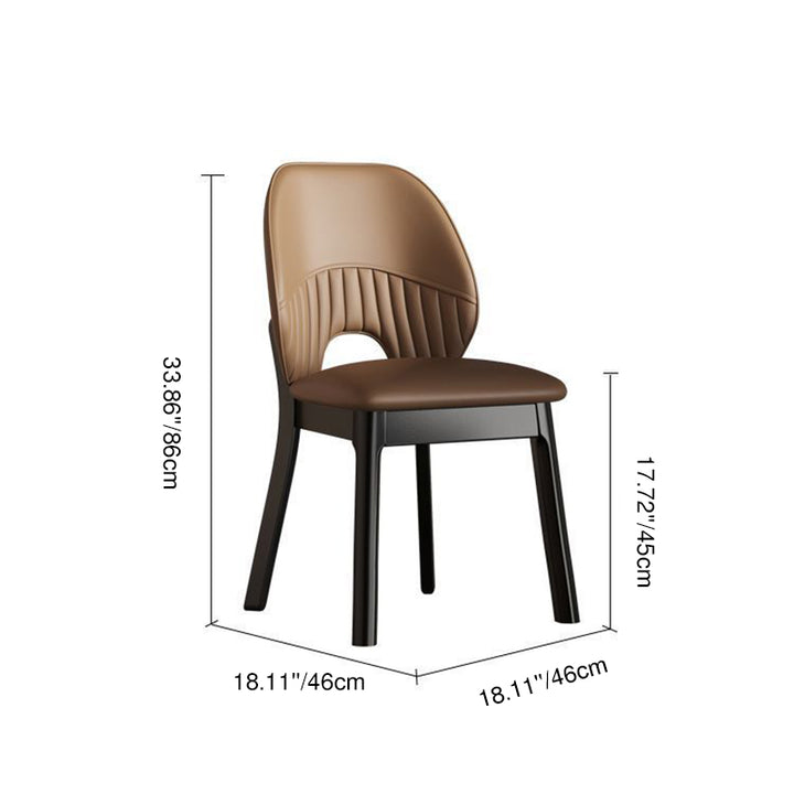 Modern Minimalist Curved Cat-Scratch-Resistant Leather Sponge Rubberwood Dining Chair Backrest For Dining Room