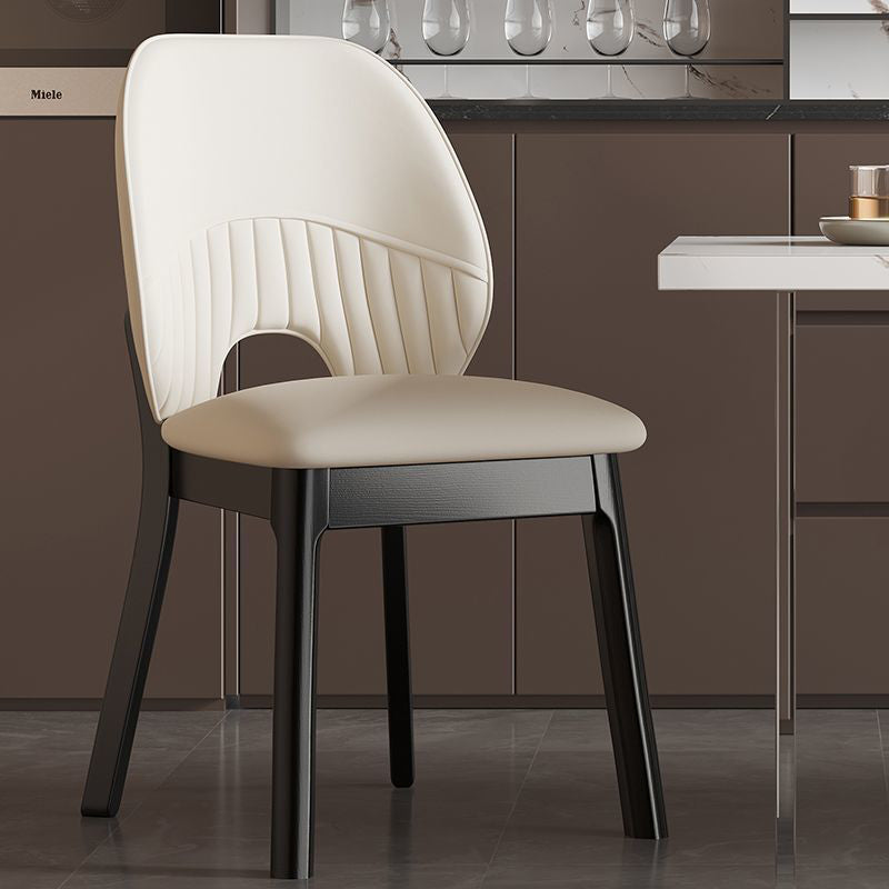 Modern Minimalist Curved Cat-Scratch-Resistant Leather Sponge Rubberwood Dining Chair Backrest For Dining Room