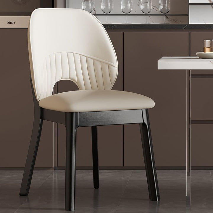 Modern Minimalist Curved Cat-Scratch-Resistant Leather Sponge Rubberwood Dining Chair Backrest For Dining Room