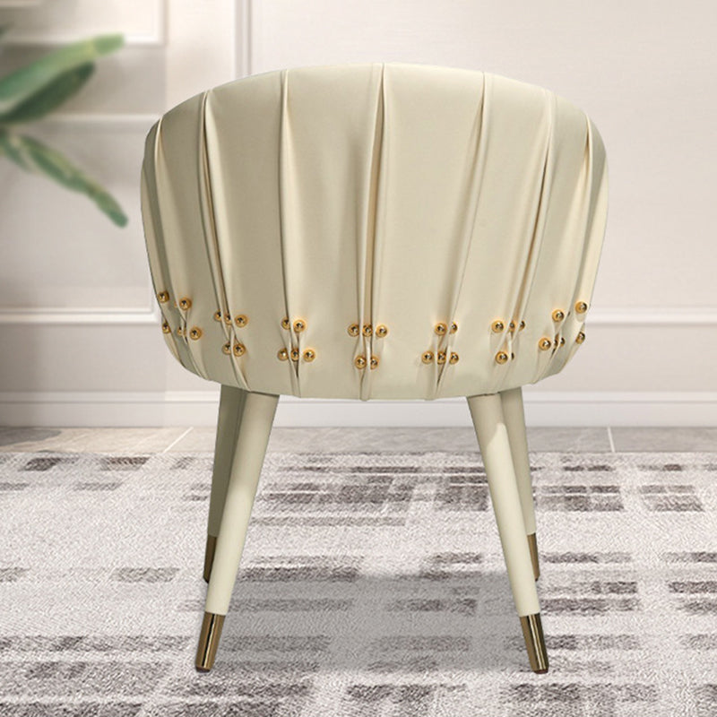 Moderner Minimalistischer Gebogener Massivholz Stoff Mikrofaser Leder Schwamm Schminkhocker Rückenlehne Armlehne Für Schlafzimmer 