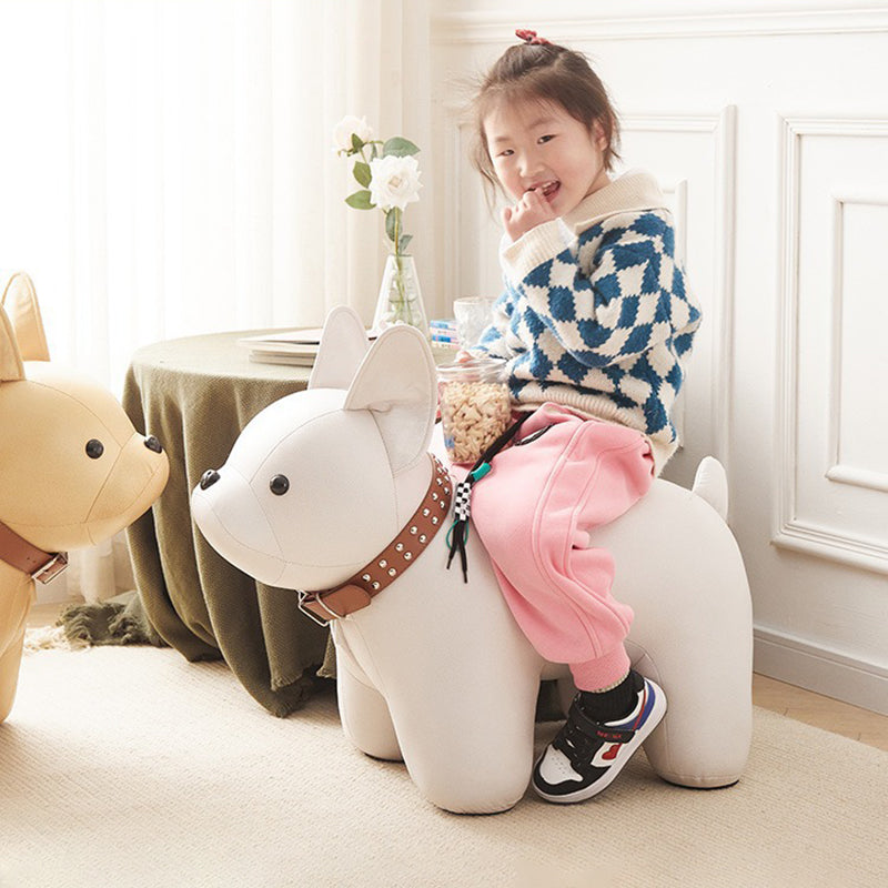 Modern Minimalist Dog-Shaped Synthetic Fabric Cotton Footstool For Living Room