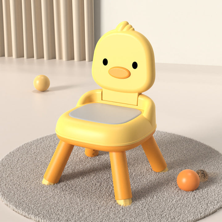 Tabouret bas carré moderne minimaliste en polypropylène avec coussin et dossier en similicuir PU pour enfants pour salon 