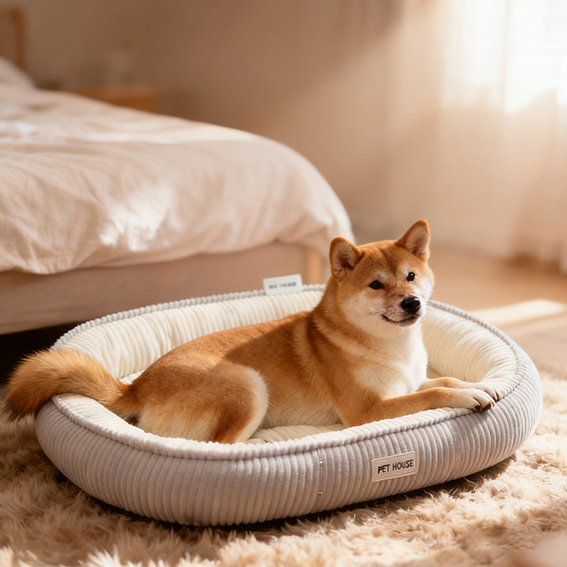 Modern Minimalist Oval Velvet PP Cotton Cat Bed For Living Room