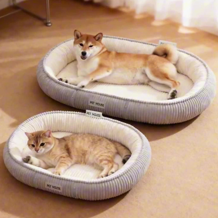 Modern Minimalist Oval Velvet PP Cotton Cat Bed For Living Room