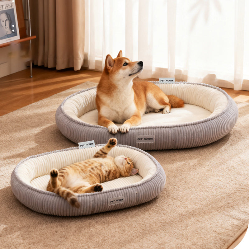 Modern Minimalist Oval Velvet PP Cotton Cat Bed For Living Room