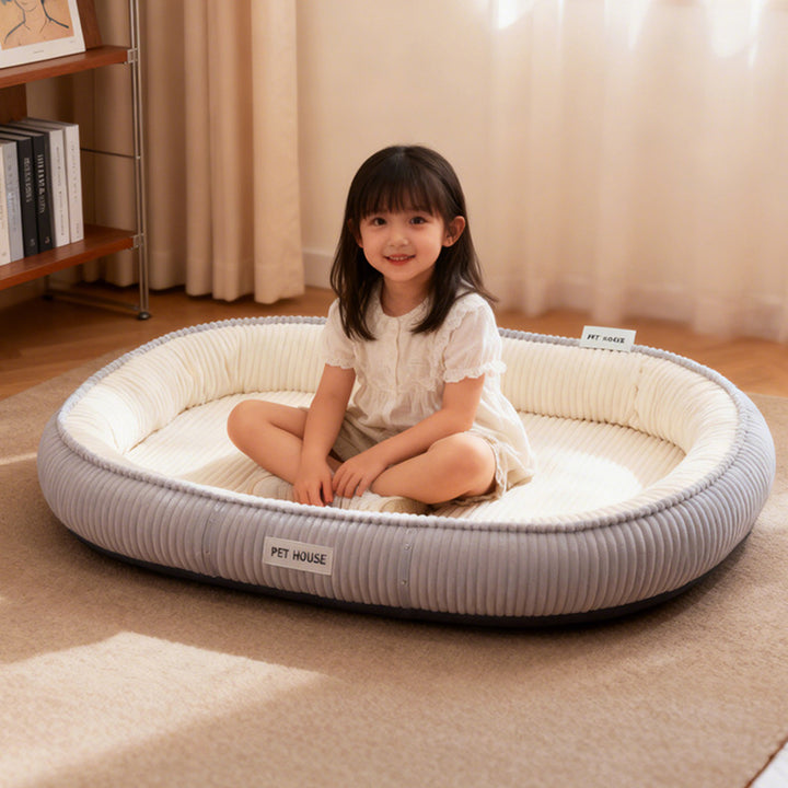 Modern Minimalist Oval Velvet PP Cotton Cat Bed For Living Room