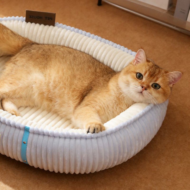 Modern Minimalist Oval Velvet PP Cotton Cat Bed For Living Room
