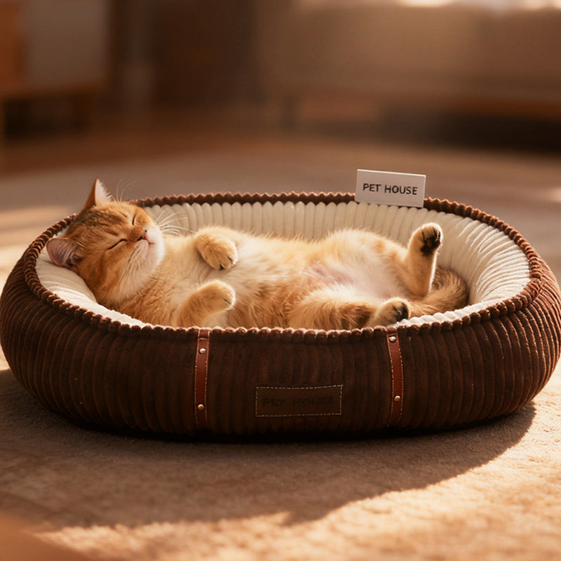 Modern Minimalist Oval Velvet PP Cotton Cat Bed For Living Room