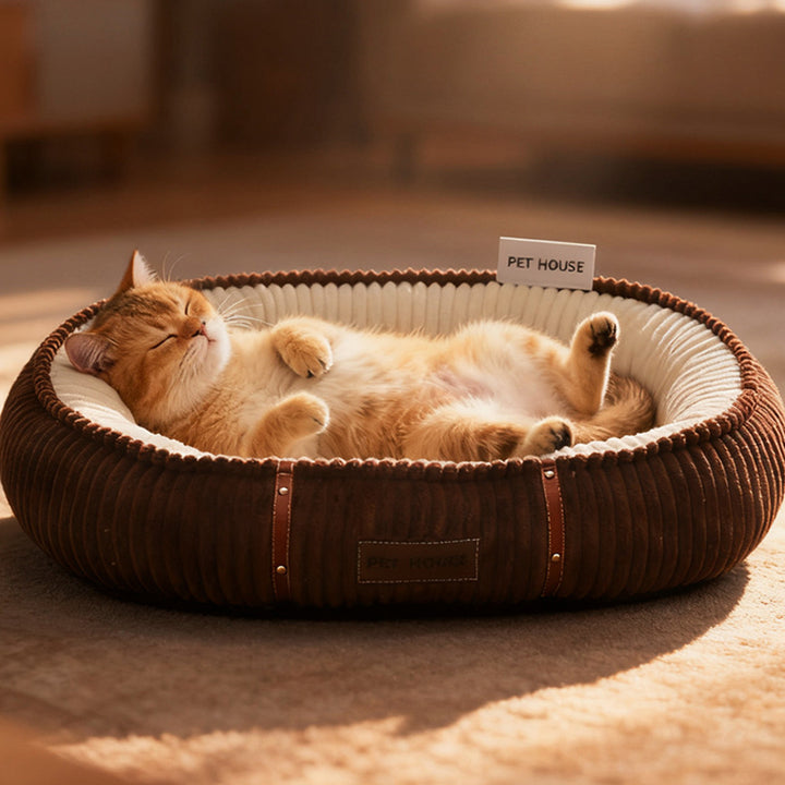 Modern Minimalist Oval Velvet PP Cotton Cat Bed For Living Room