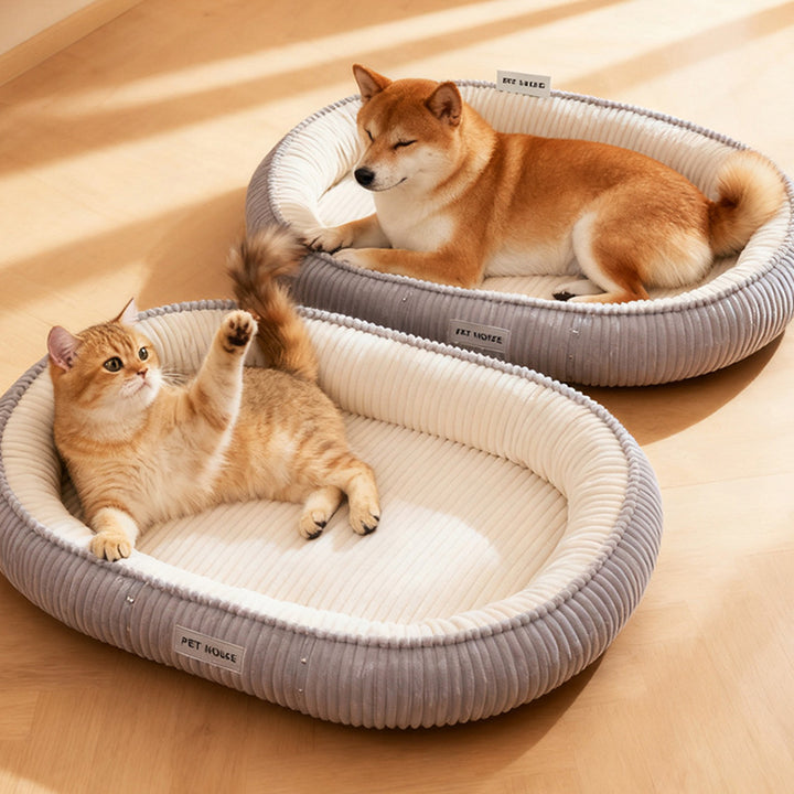 Modern Minimalist Oval Velvet PP Cotton Cat Bed For Living Room