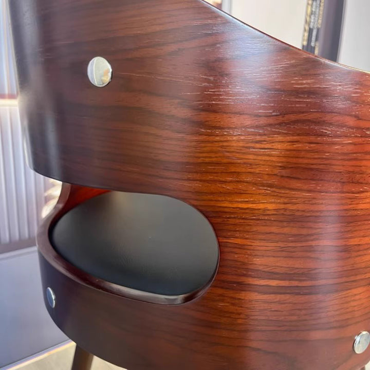 Tradicional Vintage Curvado Cuero Sintético Esponja Madera Maciza Tablero Multicapa Madera Maciza Silla de Comedor Respaldo Para Comedor 