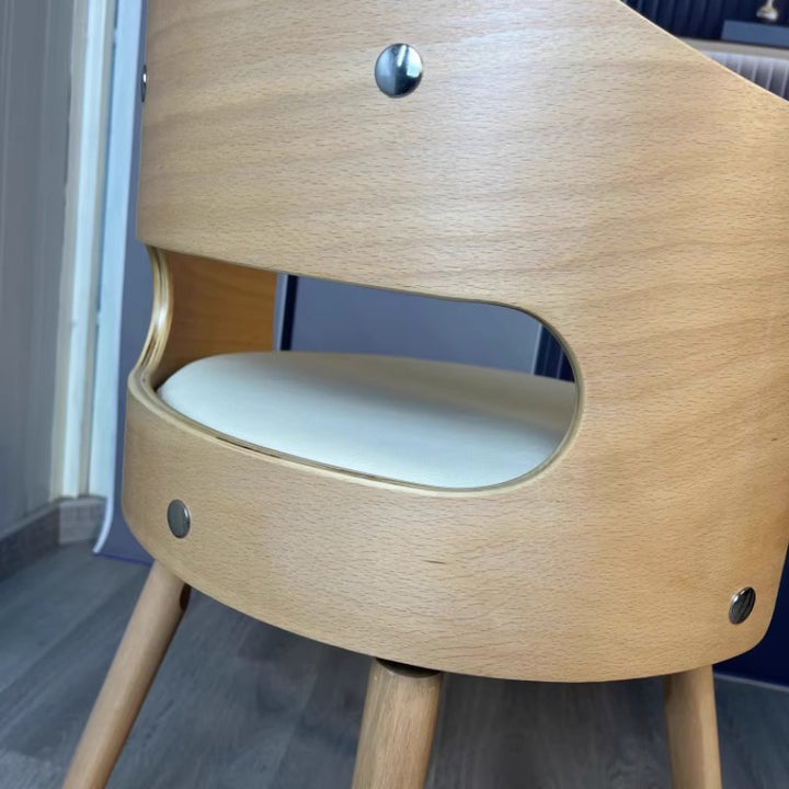 Tradicional Vintage Curvado Cuero Sintético Esponja Madera Maciza Tablero Multicapa Madera Maciza Silla de Comedor Respaldo Para Comedor 