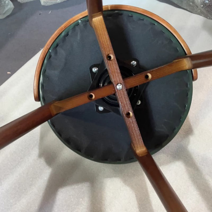 Tradicional Vintage Curvado Cuero Sintético Esponja Madera Maciza Tablero Multicapa Madera Maciza Silla de Comedor Respaldo Para Comedor 