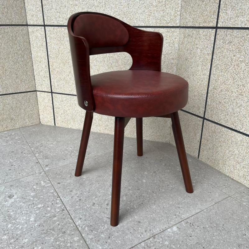 Tradicional Vintage Curvado Cuero Sintético Esponja Madera Maciza Tablero Multicapa Madera Maciza Silla de Comedor Respaldo Para Comedor 