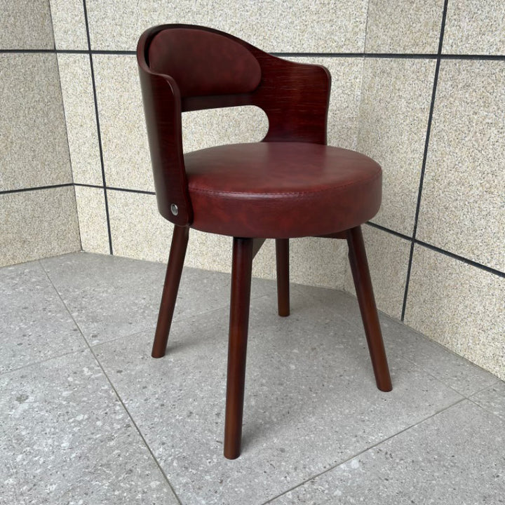 Tradicional Vintage Curvado Cuero Sintético Esponja Madera Maciza Tablero Multicapa Madera Maciza Silla de Comedor Respaldo Para Comedor 
