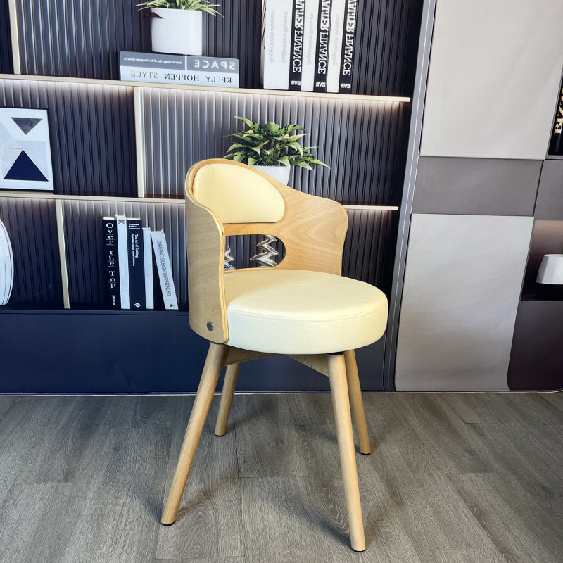 Tradicional Vintage Curvado Cuero Sintético Esponja Madera Maciza Tablero Multicapa Madera Maciza Silla de Comedor Respaldo Para Comedor 