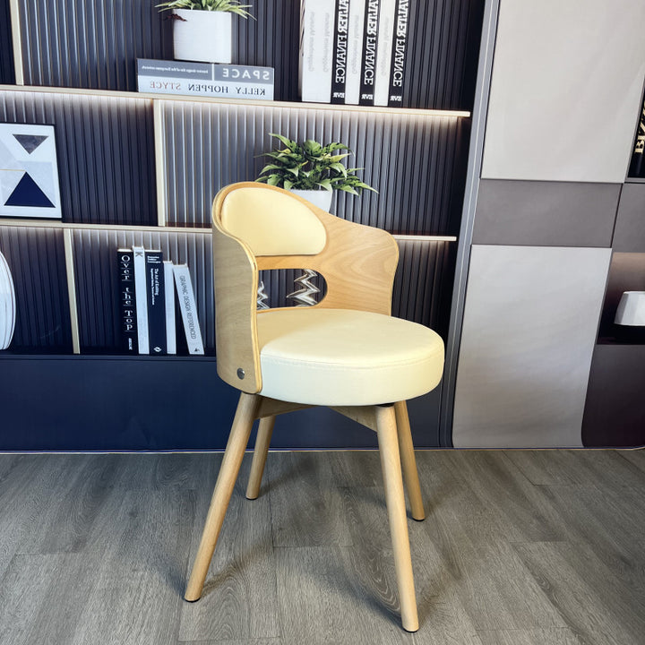 Traditioneller Vintage-gekrümmter Kunstleder-Schwamm Massivholz Mehrschichtplatte Massivholz Esszimmerstuhl Rückenlehne für Esszimmer 