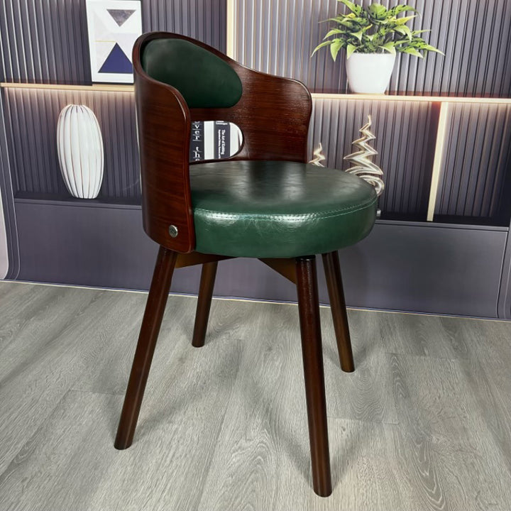 Traditioneller Vintage-gekrümmter Kunstleder-Schwamm Massivholz Mehrschichtplatte Massivholz Esszimmerstuhl Rückenlehne für Esszimmer 