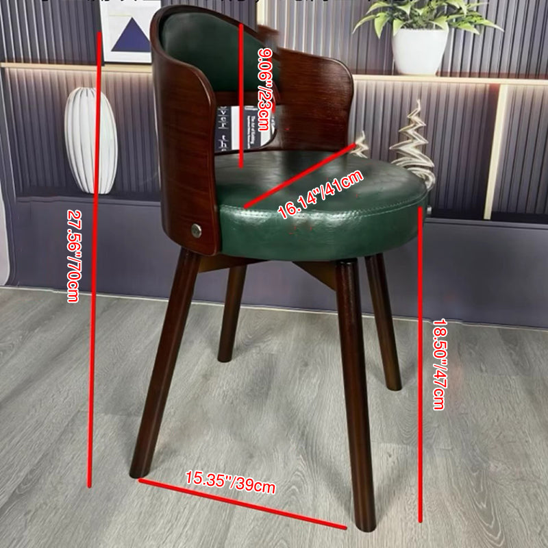 Tradicional Vintage Curvado Cuero Sintético Esponja Madera Maciza Tablero Multicapa Madera Maciza Silla de Comedor Respaldo Para Comedor 