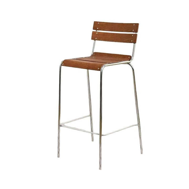 Modern Minimalist Rectangular Bar Stool - Solid Wood Multi-layer Board, Sleek Metal Frame: Durable Finish &amp; Stable Support For Kitchen And Dining Room